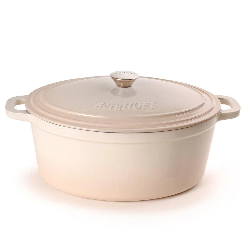 商品BergHOFF|Neo 8Qt  Cast Iron Oval Covered Dutch Oven Meringue,价格¥1346,第1张图片