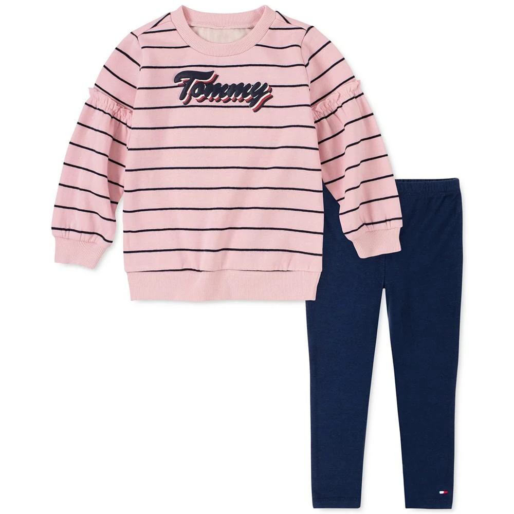 商品Tommy Hilfiger|Baby Girls 2-Pc. Striped Logo Top & Leggings Set,价格¥225,第1张图片