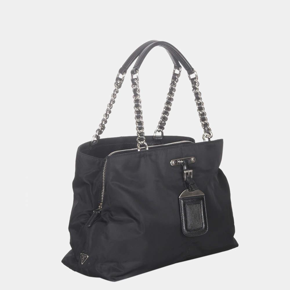 商品[二手商品] Prada|Prada Black Tessuto Chain Shoulder Bag,价格¥5106,第4张图片详细描述