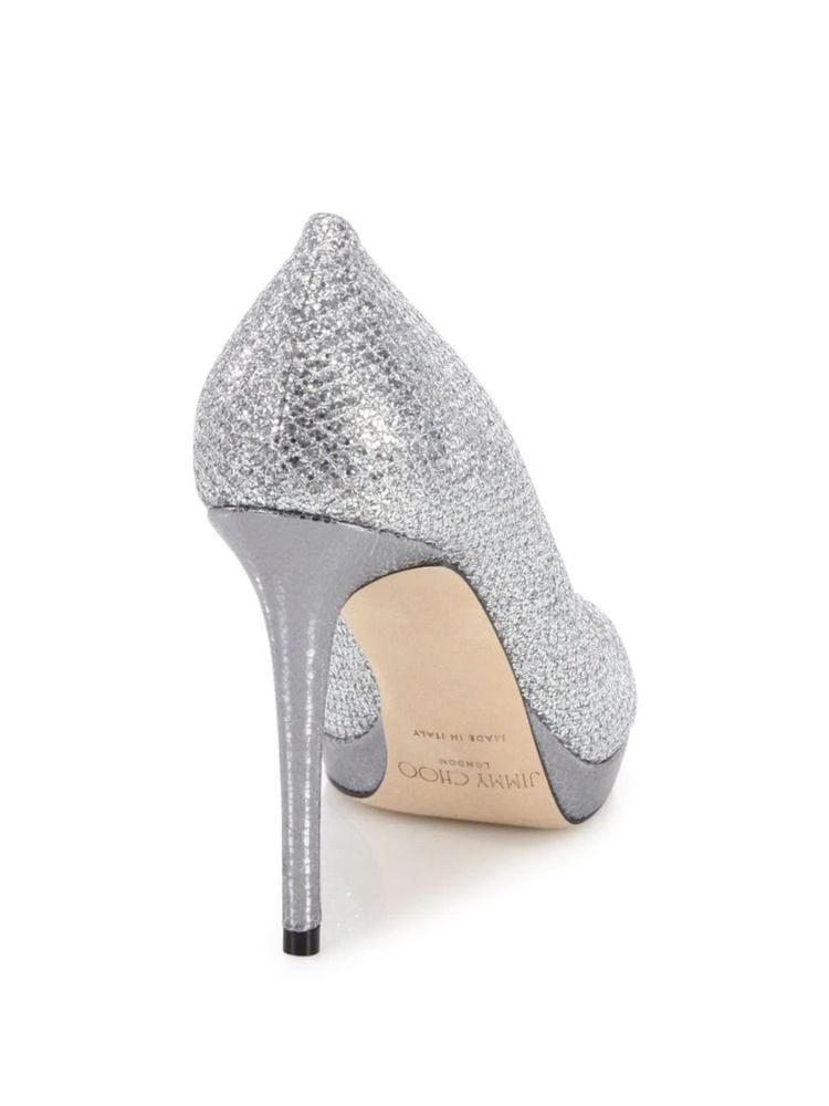 商品Jimmy Choo|Luna 100 Leather & Glitter Peep Toe Pumps,价格¥2084,第2张图片详细描述