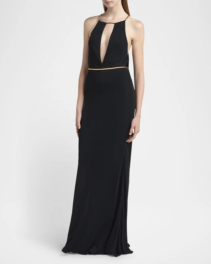 商品Tom Ford|Chain Cutout Sable Jersey Halter Evening Dress,价格¥23007,第4张图片详细描述