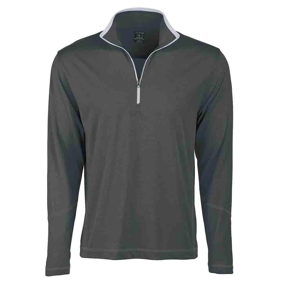 商品Page & Tuttle|Coverstitch Heather Mock Neck Long Sleeve 1/4 Zip Pullover Top,价格¥86,第1张图片