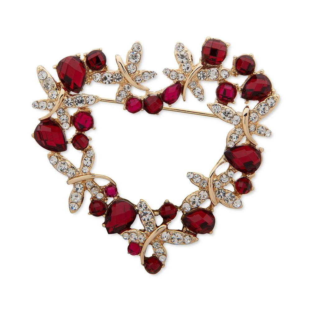 商品Anne Klein|Gold-Tone Red Heart Wreath Pin,价格¥213,第1张图片