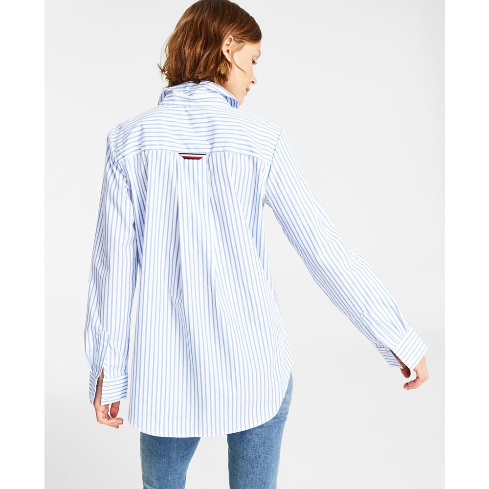Cotton Striped Easy-Care Collared Shirt商品第2张图片规格展示