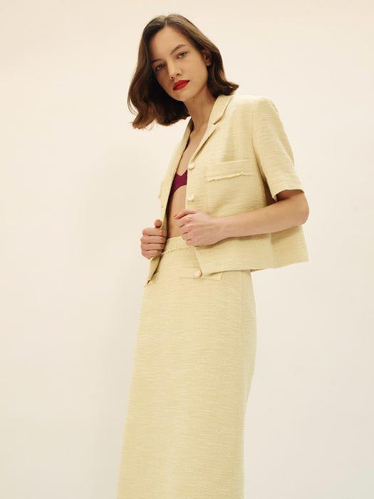 [Tweed] Fringed Tweed Midi Skirt商品第6张图片规格展示