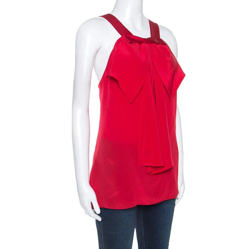 商品[二手商品] PRABAL GURUNG|Prabal Gurung Red Silk Draped Bow Detail Sleeveless Top L,价格¥1237,第2张图片详细描述