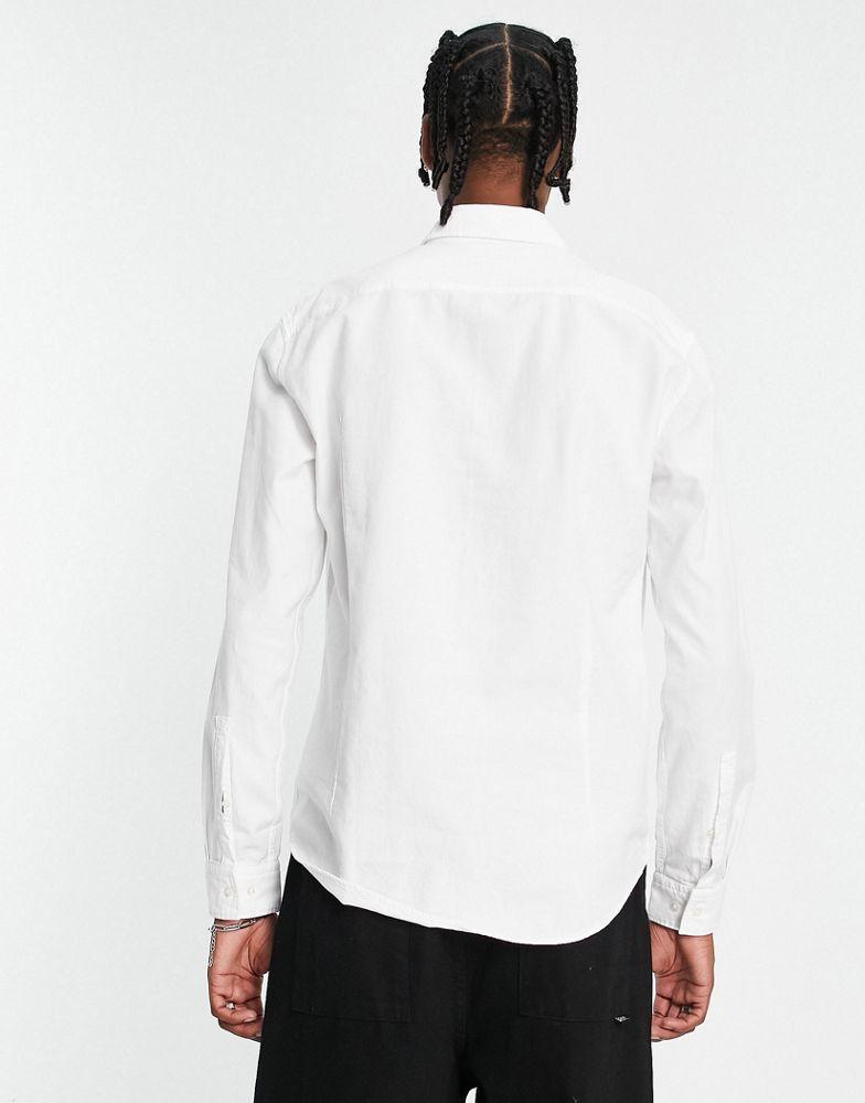 HUGO Evito slim fit long sleeve shirt in white商品第4张图片规格展示