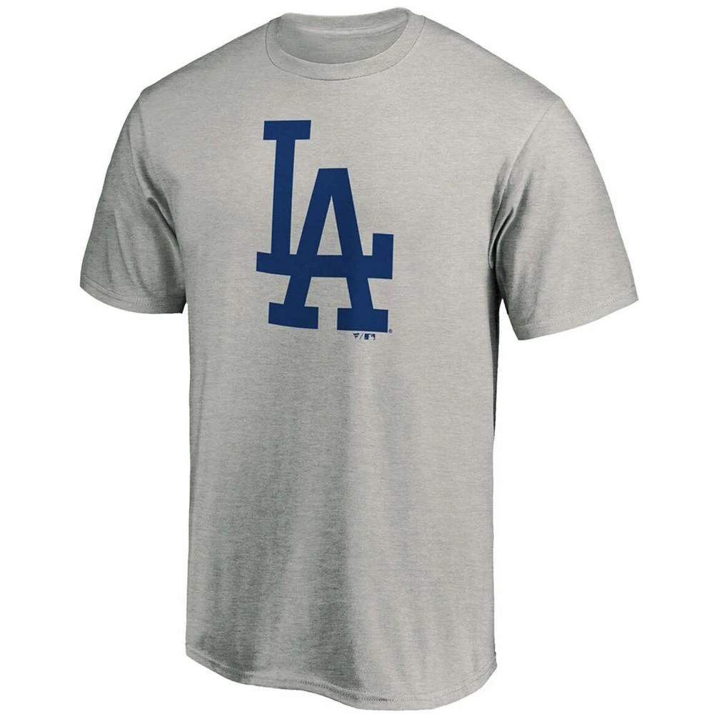 商品Fanatics|Men's Heathered Gray Los Angeles Dodgers Official Logo T-shirt,价格¥188,第3张图片详细描述