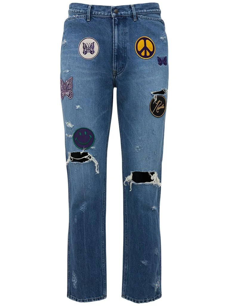 商品Needles|Distressed Cotton Denim Jeans W/ Patches,价格¥1554,第1张图片
