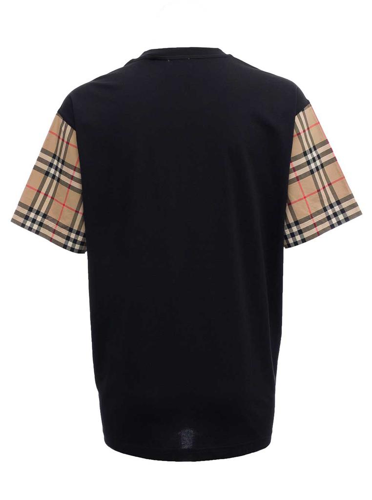 Burberry Black Cotton T-shirt With Vintage Check Sleeves商品第2张图片规格展示