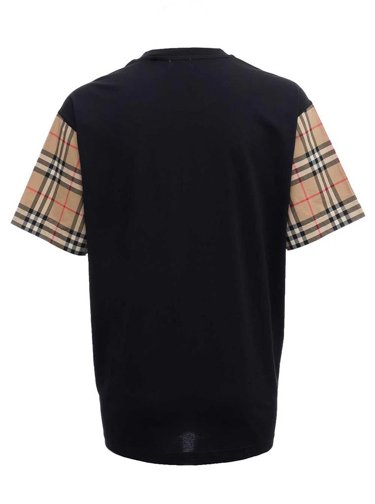 商品Burberry|Burberry Black Cotton T-shirt With Vintage Check Sleeves,价格¥3937,第2张图片详细描述