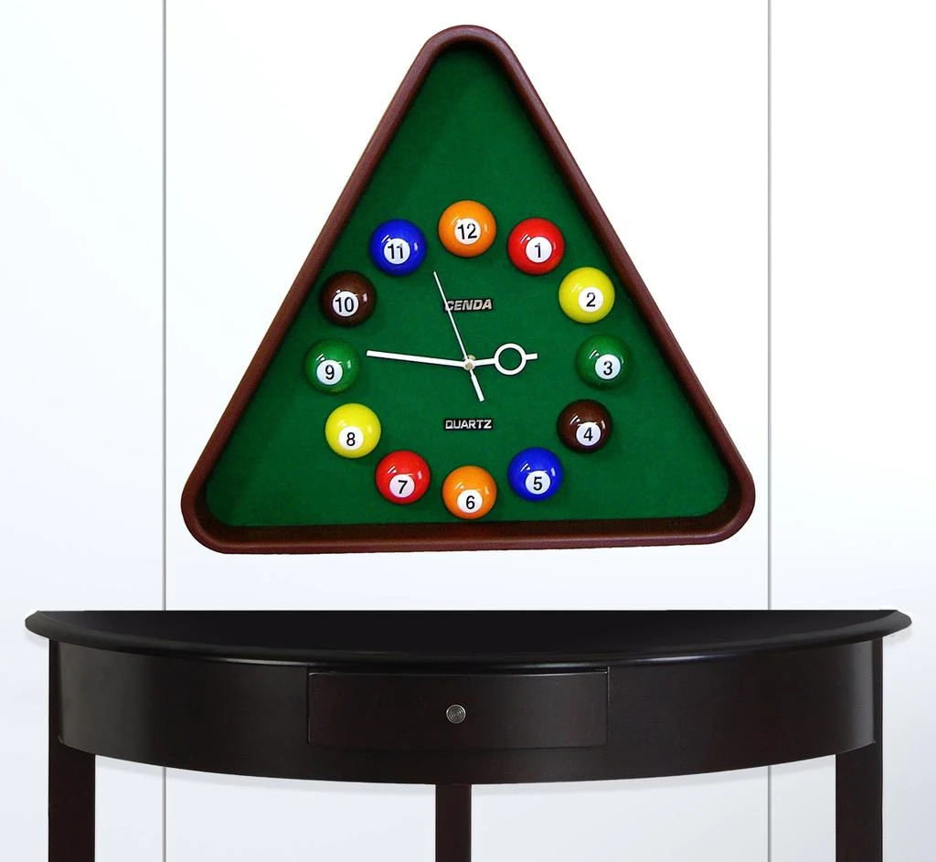 商品Homezia|21" Triangle Green Resin Analog Billiards Wall Clock,价格¥448,第2张图片详细描述