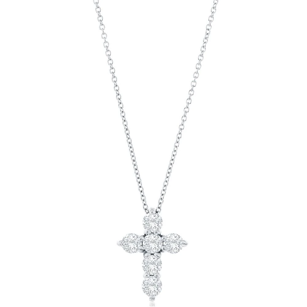 商品Macy's|Diamond Cross Pendant Necklace (1 ct. t.w.) in 14k White Gold, 16" + 2" Extender,价格¥16997,第3张图片详细描述