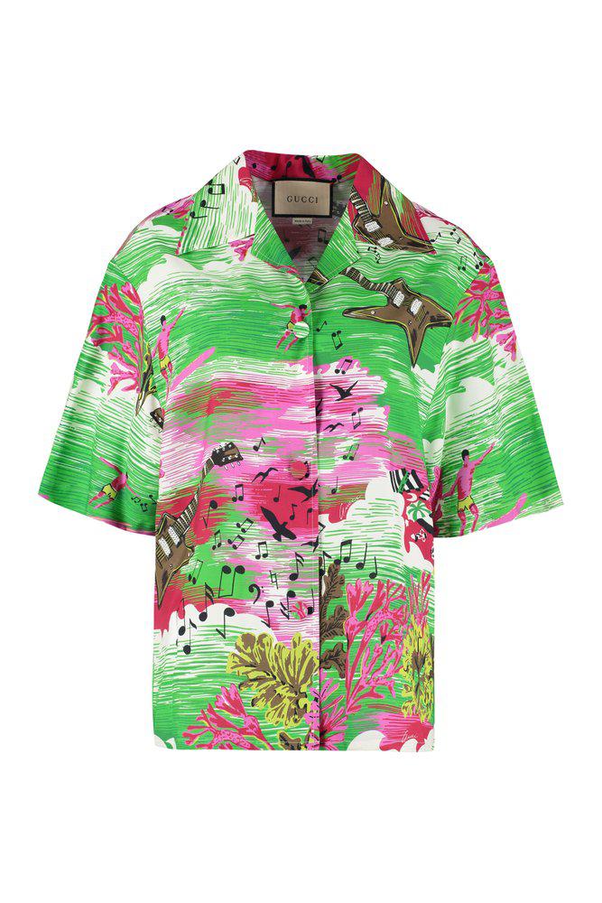Gucci All-Over Graphic Printed Short Sleeved Shirt商品第1张图片规格展示