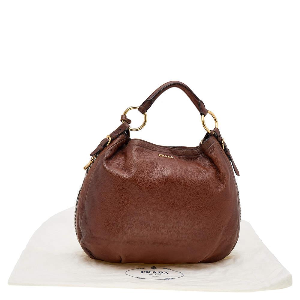 Prada Brown Cervo Leather Hobo商品第9张图片规格展示