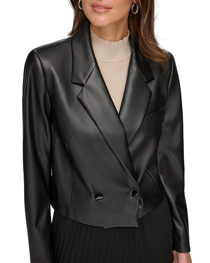 商品DKNY|Cropped Faux Leather Blazer,价格¥334,第1张图片