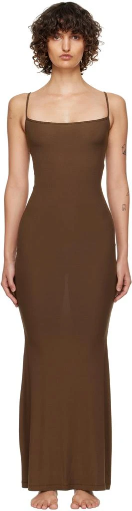商品SKIMS|Brown Soft Lounge Long Slip Dress,价格¥698,第1张图片