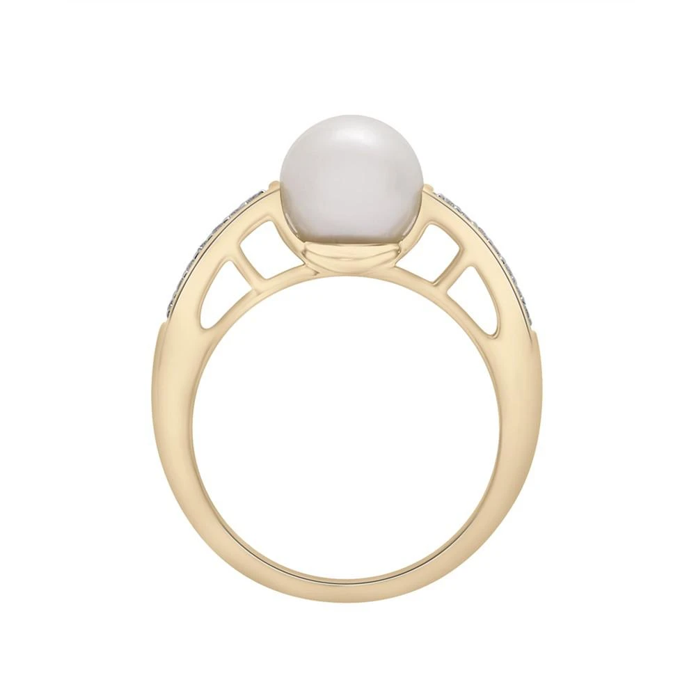 商品Macy's|Cultured  Freshwater Pearl (8mm) & Diamond (1/10ct. tw.) Fashion Ring in 14K Yellow Gold,价格¥4407,第3张图片详细描述