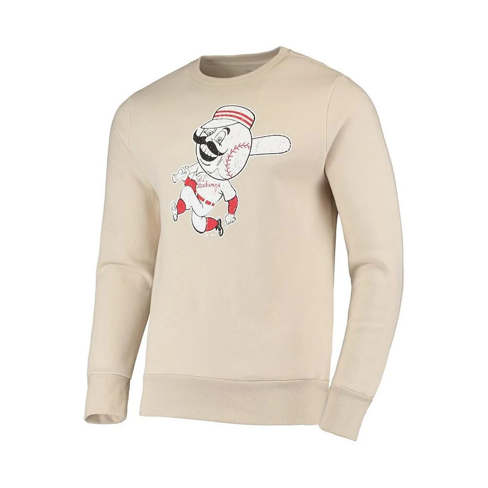 商品Majestic|Men's Threads Oatmeal Cincinnati Reds Fleece Pullover Sweatshirt,价格¥417,第2张图片详细描述
