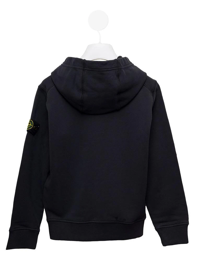 商品Stone Island Junior|Stone Island Junior Blue Cotton Hoodie With Logo Stone Island Kids Boy,价格¥1435,第2张图片详细描述