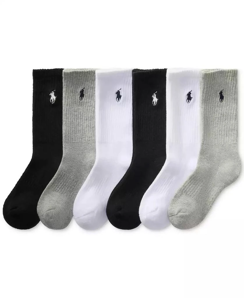 商品Ralph Lauren|Little & Big Boys Solid Crew Socks, 6-Pack,价格¥185,第1张图片