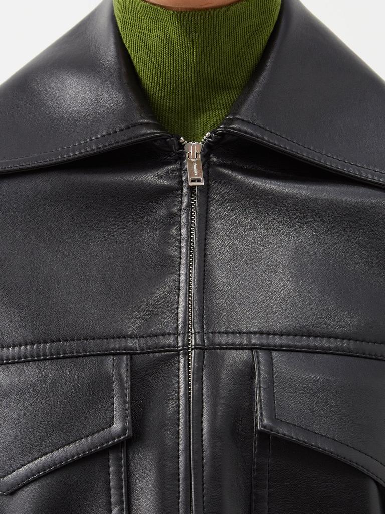 Sapir cropped recycled-leather jacket商品第3张图片规格展示
