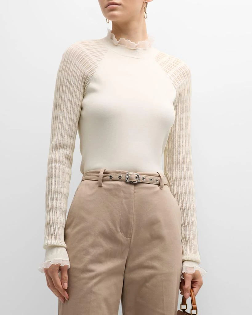 商品3.1 Phillip Lim|Micro-Ribbed Long-Sleeve Fitted Sweater,价格¥1275,第2张图片详细描述