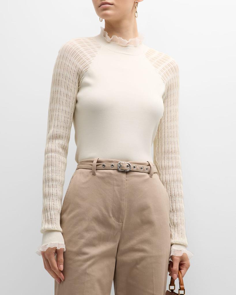 商品3.1 Phillip Lim|Micro-Ribbed Long-Sleeve Fitted Sweater,价格¥3373,第1张图片