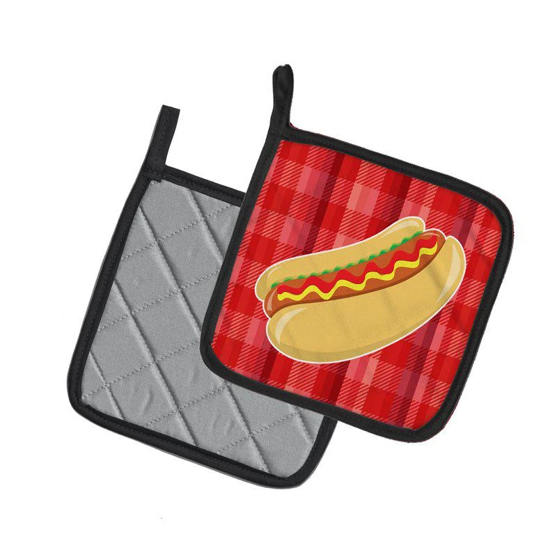 商品Caroline's Treasures|Hot Dog Plaid Pair of Pot Holders,价格¥169,第2张图片详细描述