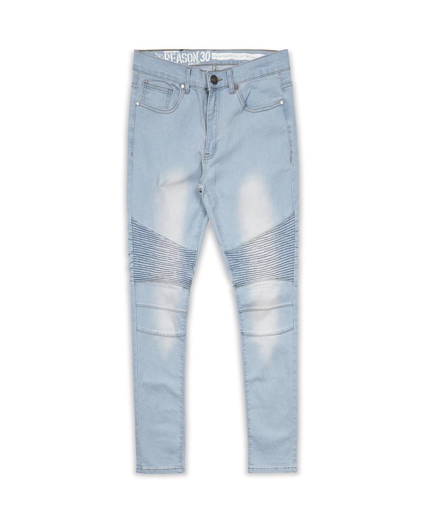 商品Reason Clothing|Theodore Light Wash Moto Jeans,价格¥97,第4张图片详细描述