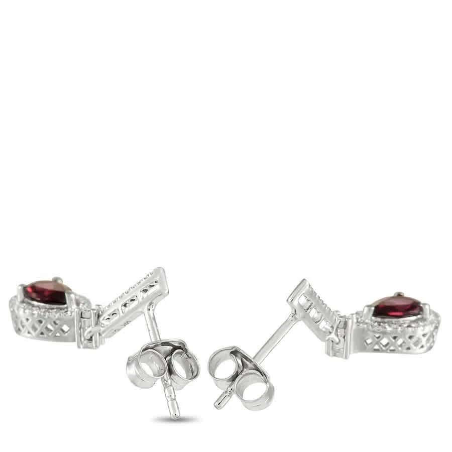 商品LB Exclusive|14K White Gold 0.20 ct Diamond and Garnet Dangle Earrings,价格¥3756,第2张图片详细描述
