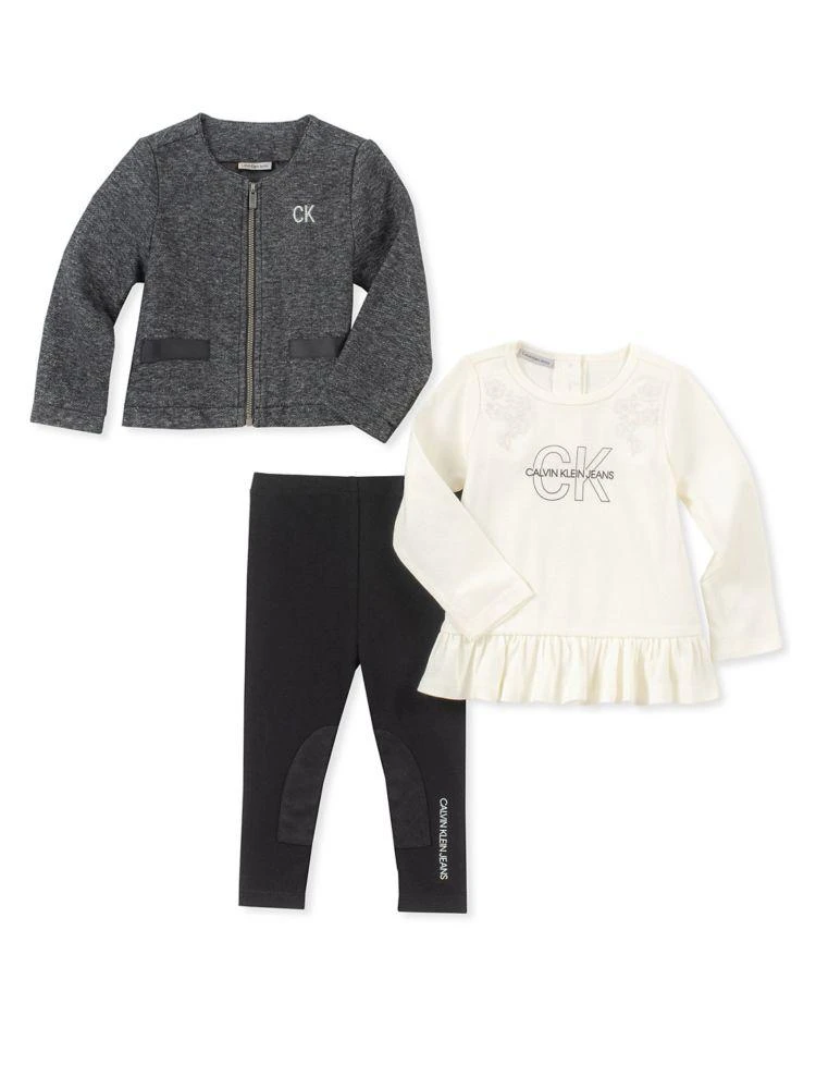 商品Calvin Klein|Baby Girl's 3-Piece Tweed Jacket, Tunic &amp; Leggings Set,价格¥159,第2张图片详细描述