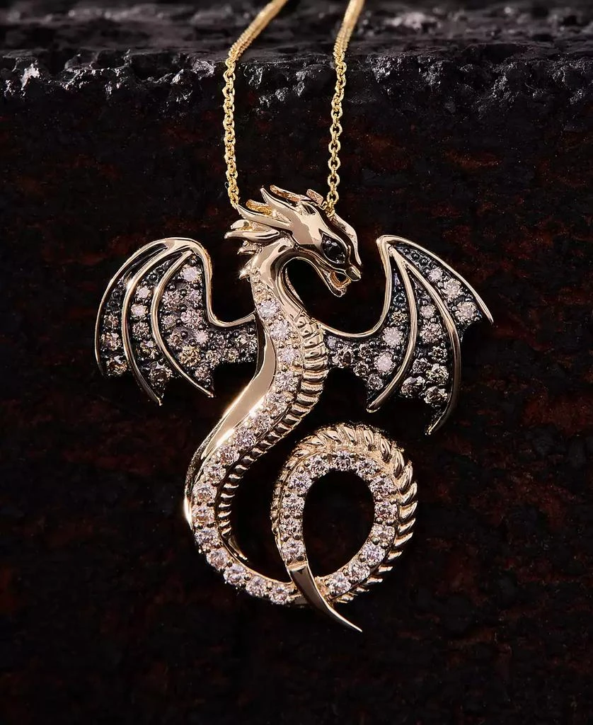 商品Le Vian|Chocolate Diamond, Nude Diamond & Blackberry Diamond Dragon Pendant Necklace (1 ct. t.w) in 14k Honey Gold,价格¥18838,第3张图片详细描述