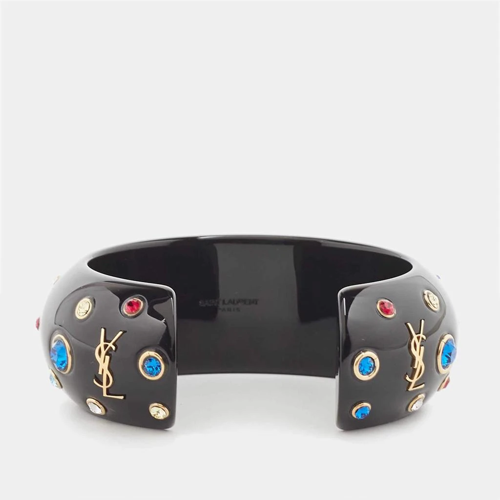 商品[二手商品] Yves Saint Laurent|Saint Laurent Black Crystal Embellished Gold Tone Open Cuff Bracelet,价格¥3876,第2张图片详细描述
