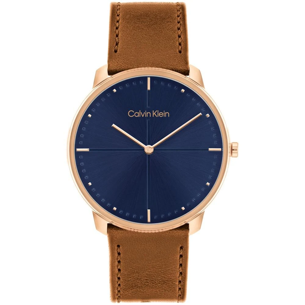 商品Calvin Klein|Unisex Brown Leather Strap Watch, 40mm,价格¥1042,第1张图片