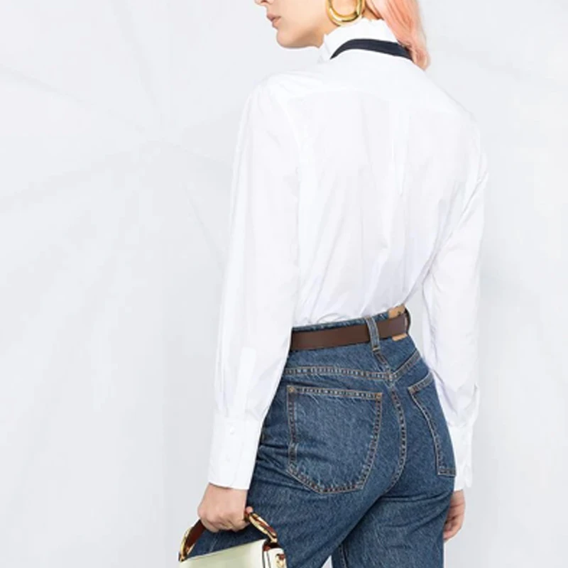 CHLOE 女士白色真丝边饰荷叶边纯棉府绸衬衫 C21SHT11-044-101 商品