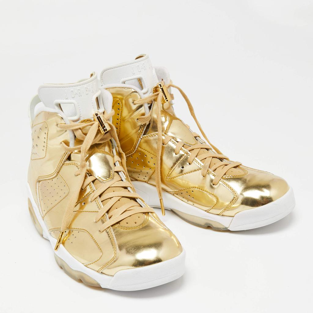 Air Jordans Gold Leather Retro 6 Pinnacle High Top Sneakers Size 45商品第4张图片规格展示