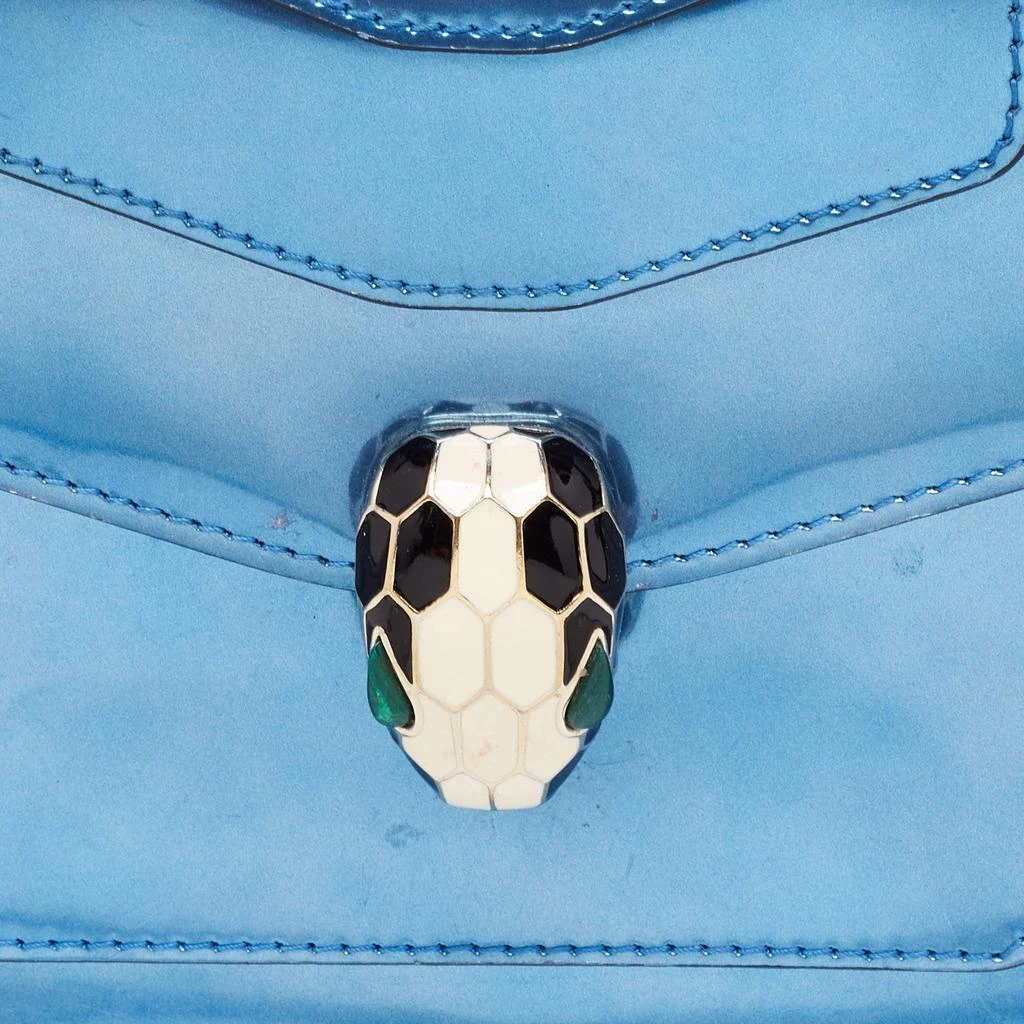 商品[二手商品] BVLGARI|Bvlgari Blue Laminated Leather Serpenti Forever Flap Top Handle Bag,价格¥5267,第5张图片详细描述