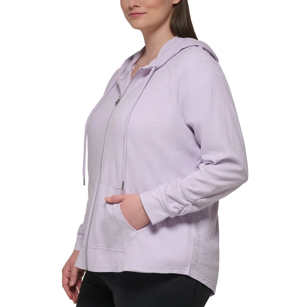 商品Calvin Klein|Plus Size Ruched-Sleeve Zip Hoodie,价格¥225,第3张图片详细描述