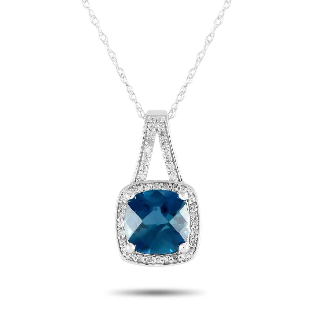 商品LB Exclusive|14K White Gold 0.12ct Diamond and Blue Topaz Necklace PD4-16273WBT,价格¥2383,第1张图片