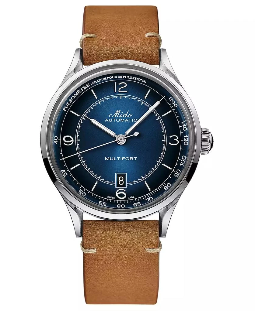 商品MIDO|Men's Swiss Automatic Multifort Patrimony Pulsometer Brown Leather Strap Watch 40mm,价格¥7267,第1张图片