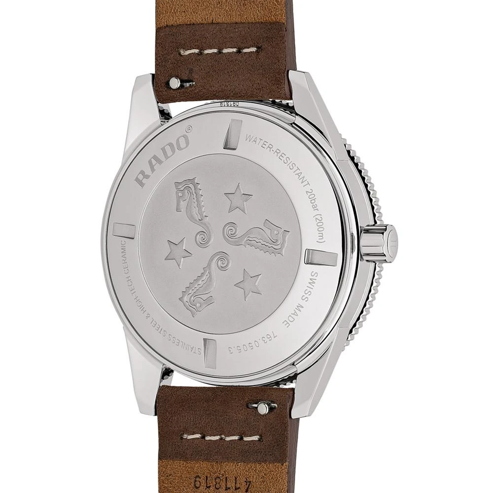 商品Rado|Men's Swiss Automatic Captain Cook Traditional Brown Leather Strap Diver Watch 42mm,价格¥15018,第3张图片详细描述