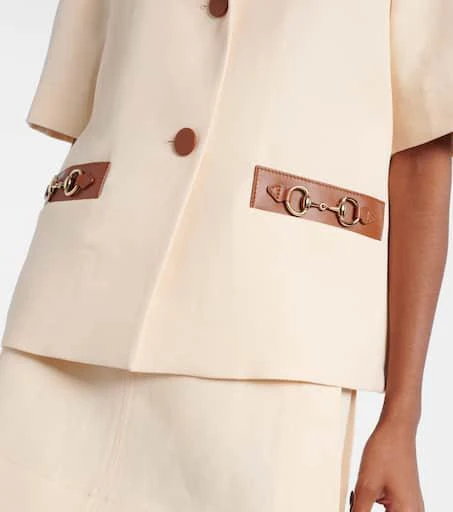 商品Gucci|Horsebit皮革边饰亚麻西装式外套,价格¥28380,第5张图片详细描述