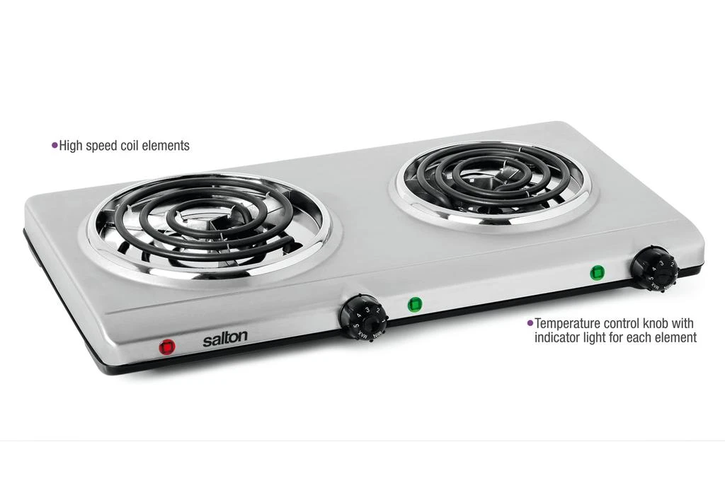 商品Salton|Portable Double Cooktop  - Stainless Steel,价格¥551,第3张图片详细描述