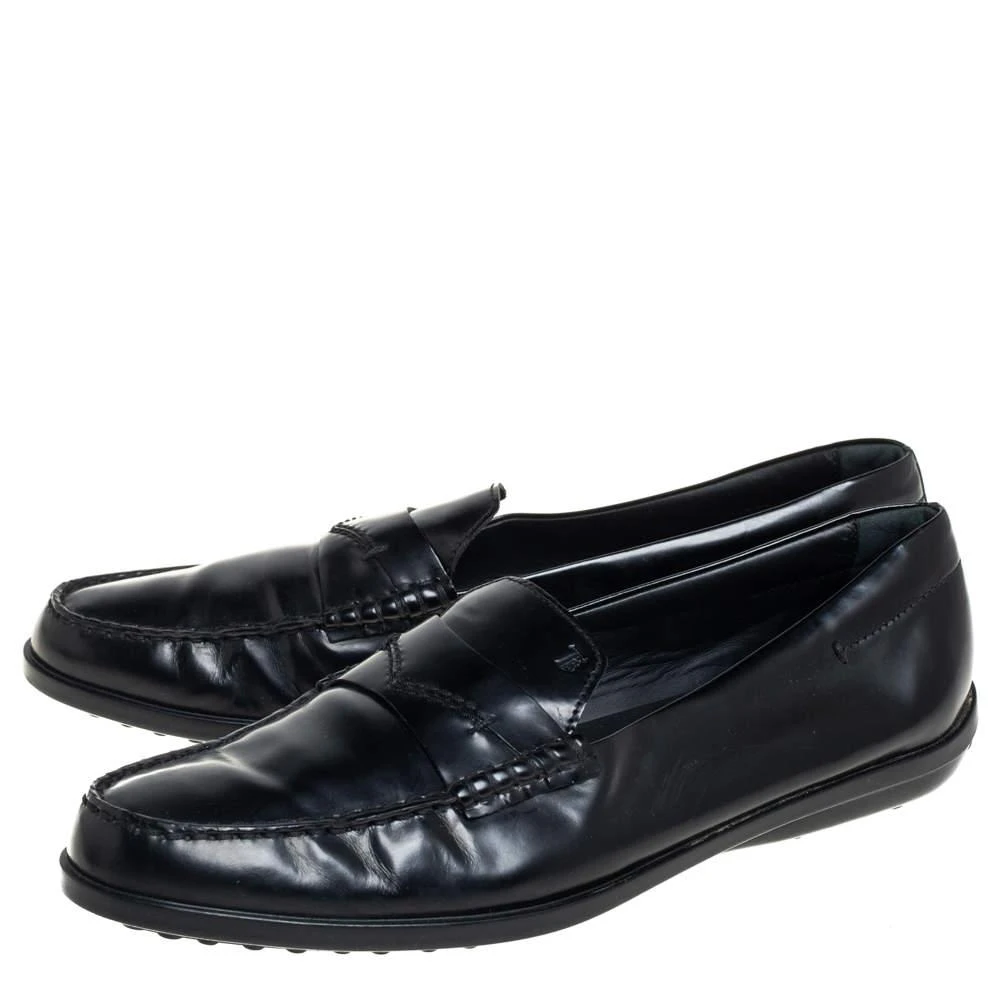 商品[二手商品] Tod's|Tod's Black Leather Penny Slip On Loafers Size 38.5,价格¥1818,第4张图片详细描述