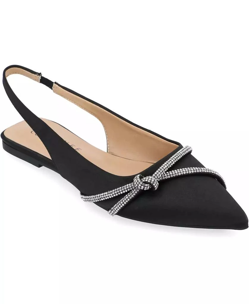 商品Journee Collection|Women's Rebbel Rhinestone Knot Slingback Flats,价格¥281,第1张图片