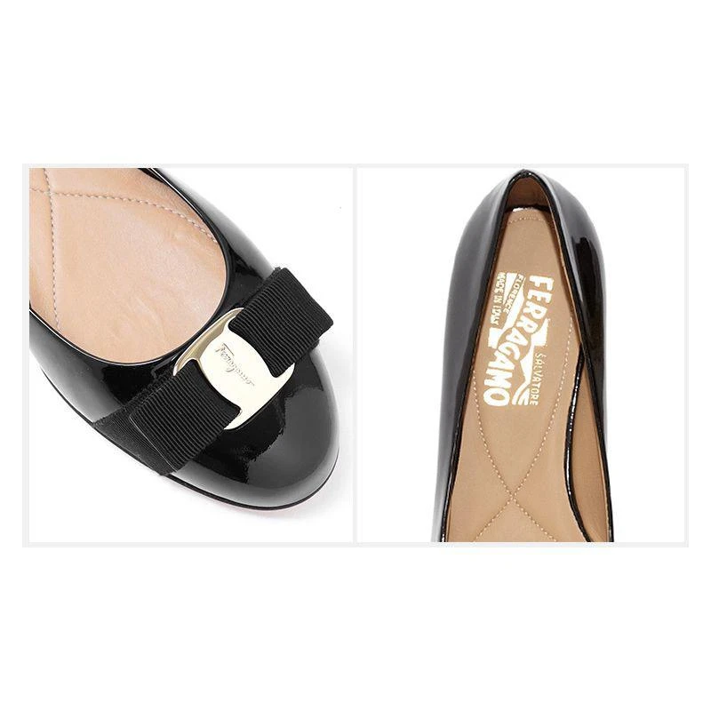 商品Salvatore Ferragamo|香港直邮Ferragamo菲拉格慕女士黑色亮面牛皮单鞋01A181574556,价格¥5310,第11张图片详细描述