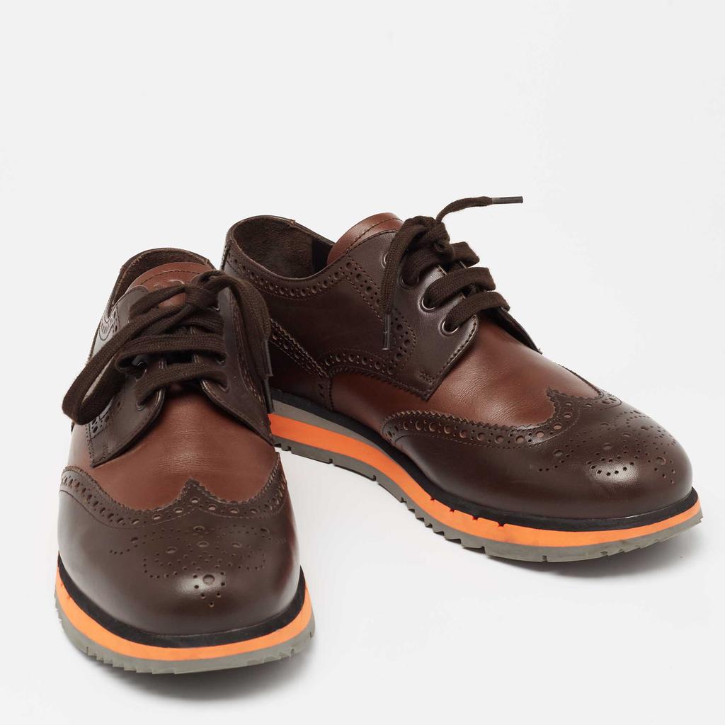 Prada Brown Brogue Leather Wingtip Lace Up Derby Size 43.5商品第4张图片规格展示