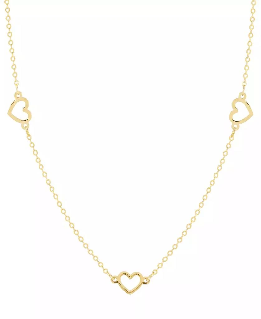 商品Italian Gold|Polished Open Heart Station 18" Collar Necklace in 10k Gold,价格¥2893,第1张图片