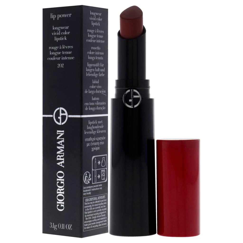 商品Giorgio Armani|Giorgio Armani Lip Power Longwear Vivid Color Lipstick - 202 Grazia For Women 0.11 oz Lipstick,价格¥302,第1张图片